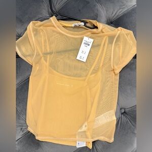 Abercrombie & Fitch Light Orange Sheer Top